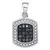 Image 1 : 0.20 CTW Black Color Diamond Rectangle Cluster Pendant 10KT White Gold - REF-11X2Y