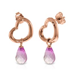 Genuine 4.5 ctw Pink Topaz Earrings Jewelry 14KT Rose Gold - REF-42F6Z