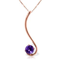 Genuine 0.55 ctw Amethyst Necklace Jewelry 14KT Rose Gold - REF-26Y2F