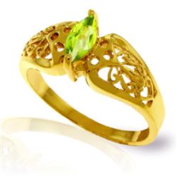 Genuine 0.20 CTW Peridot Ring Jewelry 14KT Yellow Gold - REF-47V2W