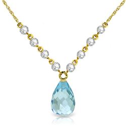 Genuine 11.30 ctw Blue Topaz & Diamond Necklace Jewelry 14KT Yellow Gold - REF-129Y4F