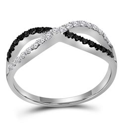 0.35 CTW Black Color Diamond Infinity Ring 10KT White Gold - REF-26N3F