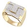 Image 1 : 1 CTW Mens Pave-set Diamond Rectangle Cluster Ring 10KT Yellow Gold - REF-71Y9X