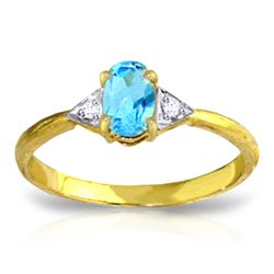 Genuine 0.46 ctw Blue Topaz & Diamond Ring Jewelry 14KT Yellow Gold - REF-22A5K