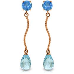 Genuine 4.3 ctw Blue Topaz Earrings Jewelry 14KT Rose Gold - REF-23X5M