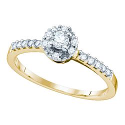 0.25 CTW Diamond Solitaire Halo Bridal Engagement Ring 10KT Yellow Gold - REF-22K4W