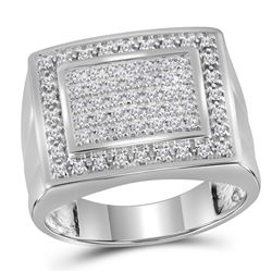 0.50 CTW Mens Diamond Square Cluster Ring 10KT White Gold - REF-44Y9X
