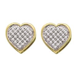 0.14 CTW Diamond Heart Earrings 10KT Yellow Gold - REF-18K2W
