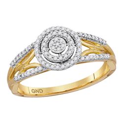 0.20 CTW Diamond Cluster Bridal Engagement Ring 10KT Yellow Gold - REF-24N2F