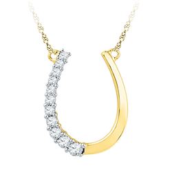 0.21 CTW Diamond Horseshoe Pendant 10KT Yellow Gold - REF-26N9F