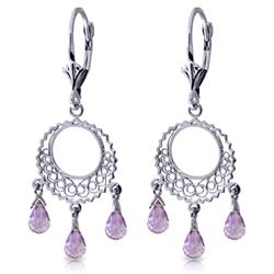 Genuine 3.75 ctw Amethyst Earrings Jewelry 14KT White Gold - REF-43H8X