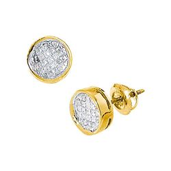0.50 CTW Princess Diamond Invisible-set Circle Stud Earrings 14k Yellow Gold - REF-41N9F