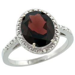 Natural 2.42 ctw Garnet & Diamond Engagement Ring 10K White Gold - REF-28W4K