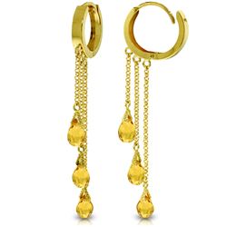 Genuine 4.8 ctw Citrine Earrings Jewelry 14KT Yellow Gold - REF-64R4P
