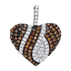 0.33 CTW Cognac-brown Color Diamond Heart Love Pendant 10KT White Gold - REF-22Y4X