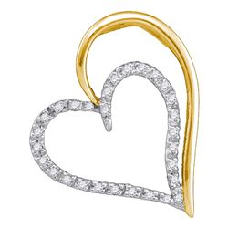 0.12 CTW Diamond Double Heart Pendant 10KT Yellow Gold - REF-12Y2X