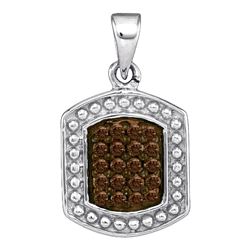 0.20 CTW Cognac-brown Color Diamond Cluster Tag Pendant 10KT White Gold - REF-9M7H