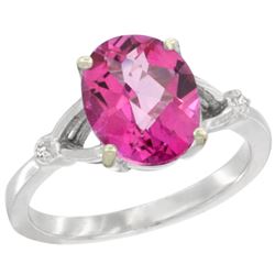 Natural 2.41 ctw Pink-topaz & Diamond Engagement Ring 10K White Gold - REF-24H6W