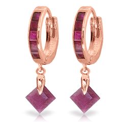 Genuine 3.7 ctw Ruby Earrings Jewelry 14KT Rose Gold - REF-60W3Y