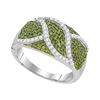 Image 1 : 0.75 CTW Green Color Diamond Fashion Ring 10KT White Gold - REF-41F9N