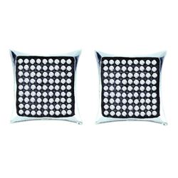 0.45 CTW Pave-set Diamond Square Kite Cluster Earrings 10KT White Gold - REF-22N4F