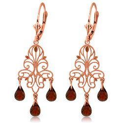 Genuine 3.75 ctw Garnet Earrings Jewelry 14KT Rose Gold - REF-46M7T