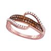 Image 1 : 0.33 CTW Red Color Diamond Swirl Strand Ring 10KT Rose Gold - REF-20N9F