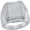 Image 1 : 0.50 CTW Mens Prong-set Diamond Square Cluster Ring 10KT White Gold - REF-75W2K