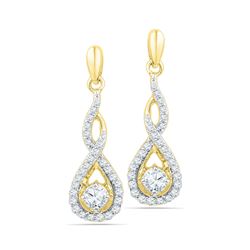 0.50 CTW Diamond Solitaire Teardrop Dangle Earrings 10KT Yellow Gold - REF-52N4F