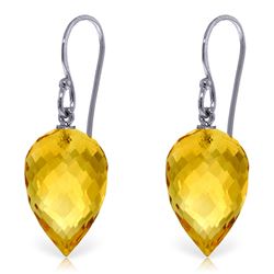 Genuine 19 ctw Citrine Earrings Jewelry 14KT White Gold - REF-28Z4N