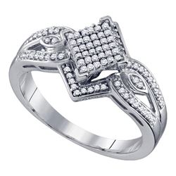 0.25 CTW Diamond Diagonal Square Cluster Ring 10KT White Gold - REF-30F2N