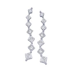 0.50 CTW Princess Diamond Journey Stud Earrings 14KT White Gold - REF-47H8M