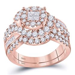 1.76 CTW Princess Diamond Soleil Bridal Engagement Ring 14KT Rose Gold - REF-179M9H