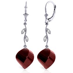Genuine 30.52 ctw Ruby & Diamond Earrings Jewelry 14KT White Gold - REF-66T2A
