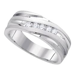 0.25 CTW Mens Diamond Wedding Ring 10KT White Gold - REF-59F9N