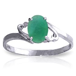 Genuine 0.75 ctw Emerald Ring Jewelry 14KT White Gold - REF-27N8R