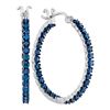 Image 1 : 1.6 CTW Blue Color Diamond In/Out Hoop Earrings 10KT White Gold - REF-71W9K