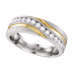 0.26 CTW Mens Diamond Wedding Anniversary Ring 10KT Two-tone Gold - REF-41X9Y