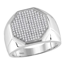0.50 CTW Mens Pave-set Diamond Octagon Cluster Ring 10KT White Gold - REF-94M5H