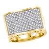 Image 1 : 0.83 CTW Mens Pave-set Diamond Rectangle Concave Cluster Ring 10KT Yellow Gold - REF-71N9F