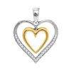 Image 1 : 0.15 CTW Diamond Dangling Nested Heart Love Pendant 10KT Two-tone Gold - REF-18H2M