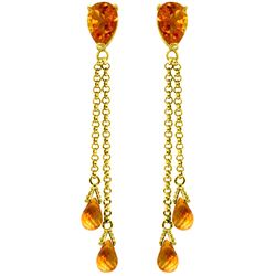 Genuine 7.5 ctw Citrine Earrings Jewelry 14KT Yellow Gold - REF-39Y3F