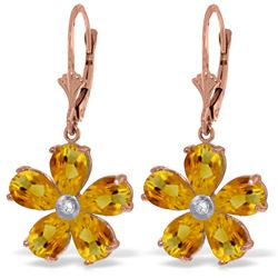 Genuine 4.43 ctw Citrine & Diamond Earrings Jewelry 14KT Rose Gold - REF-49K8V