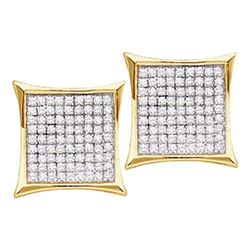 0.45 CTW Diamond Square Cluster Earrings 14KT Yellow Gold - REF-30N2F