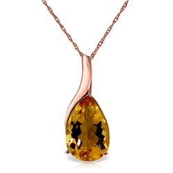 Genuine 5 ctw Citrine Necklace Jewelry 14KT Rose Gold - REF-31A9K