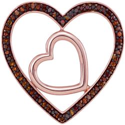 0.20 CTW Red Color Diamond Heart Love Pendant 10KT Rose Gold - REF-25K4W