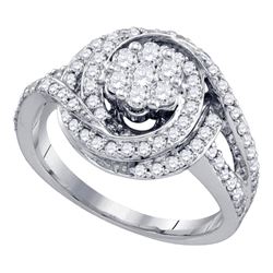1 CTW Diamond Flower Cluster Bridal Engagement Ring 10KT White Gold - REF-89W9K