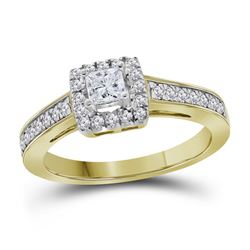 0.49 CTW Princess Diamond Solitaire Bridal Engagement Ring 14KT Yellow Gold - REF-71H9M