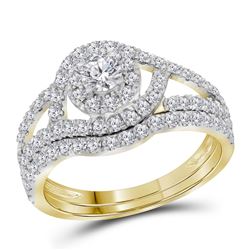 1.25 CTW Diamond Certified Halo Bridal Wedding Engagement Ring 14KT Yellow Gold - REF-119X9Y