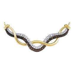 0.31 CTW Cognac-brown Color Diamond Infinity Pendant 10KT Yellow Gold - REF-52H4M
